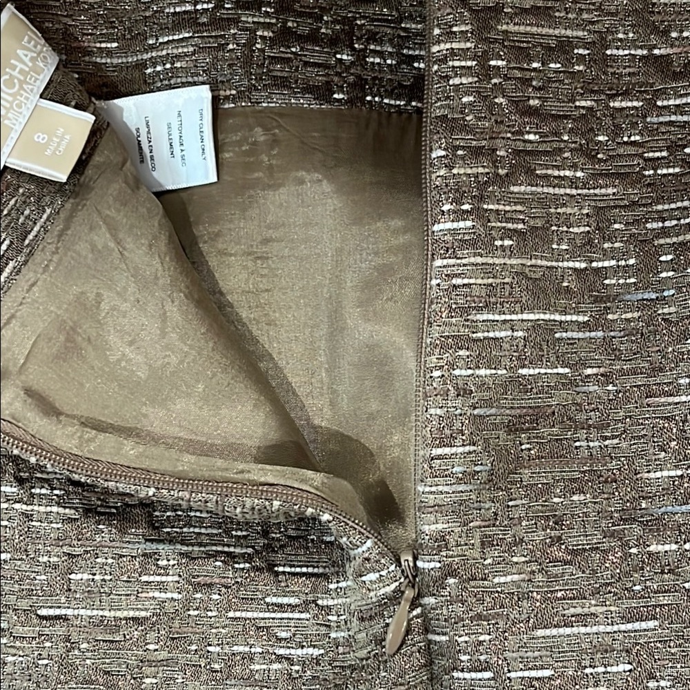 Michael Kors Shimmer Glam Metallic Brown Pencil Mini Skirt - size 8 - Picture 3 of 11